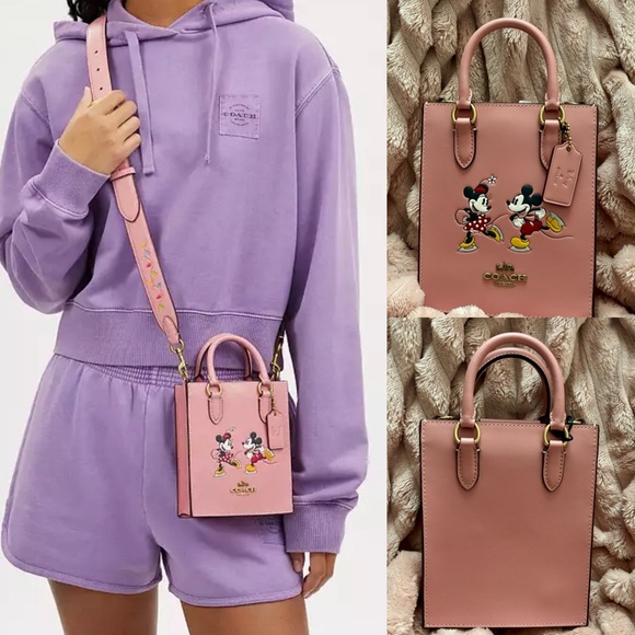 NEW Disney X Coach Blush Multi Leather Mini Tote Ice Skate Motif Mickey & Minnie - Picture 16 of 16